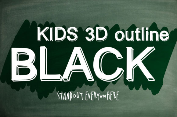 Kids 3D Outline Black: A Modern Display Font for Creative Projects