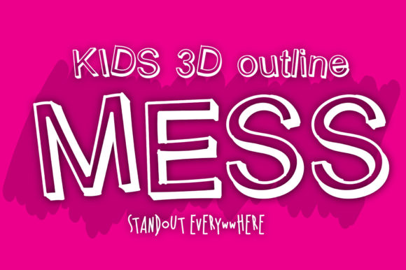 Kids 3D Outline Mess Font for Creative Web Design